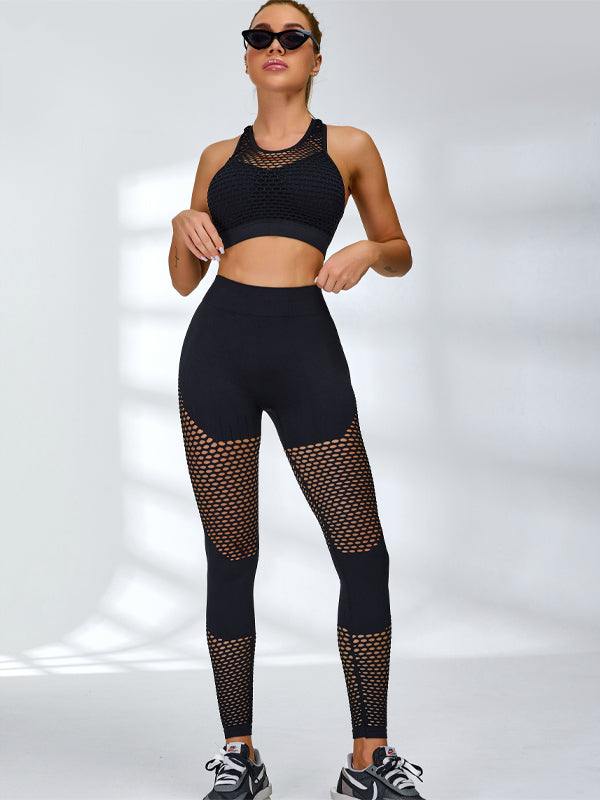 Female Shockproof Net Splicing Scrunch Bum Tracksuits