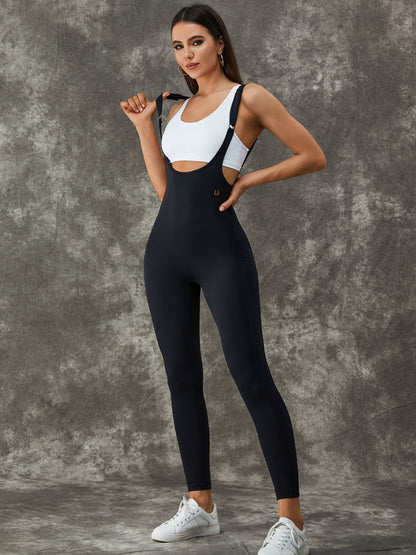 Female PU Faux Leather Strap Jumpsuit